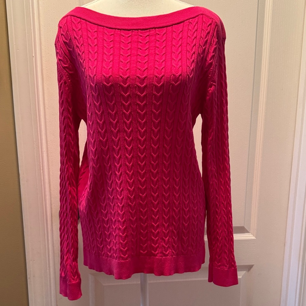 Tommy Hilfiger Hot Pink Cable Knit Sweater